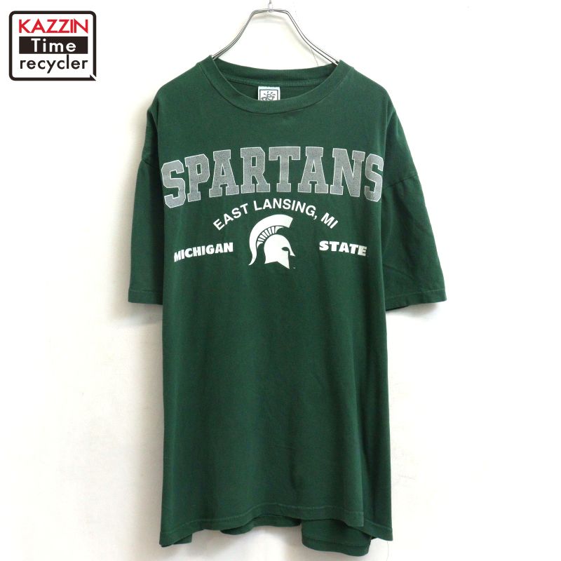 90s ヴィンテージ カレッジプリント 半袖Tシャツ 古着 メンズ XLサイズ相当 ビッグサイズ オーバーサイズ グリーン