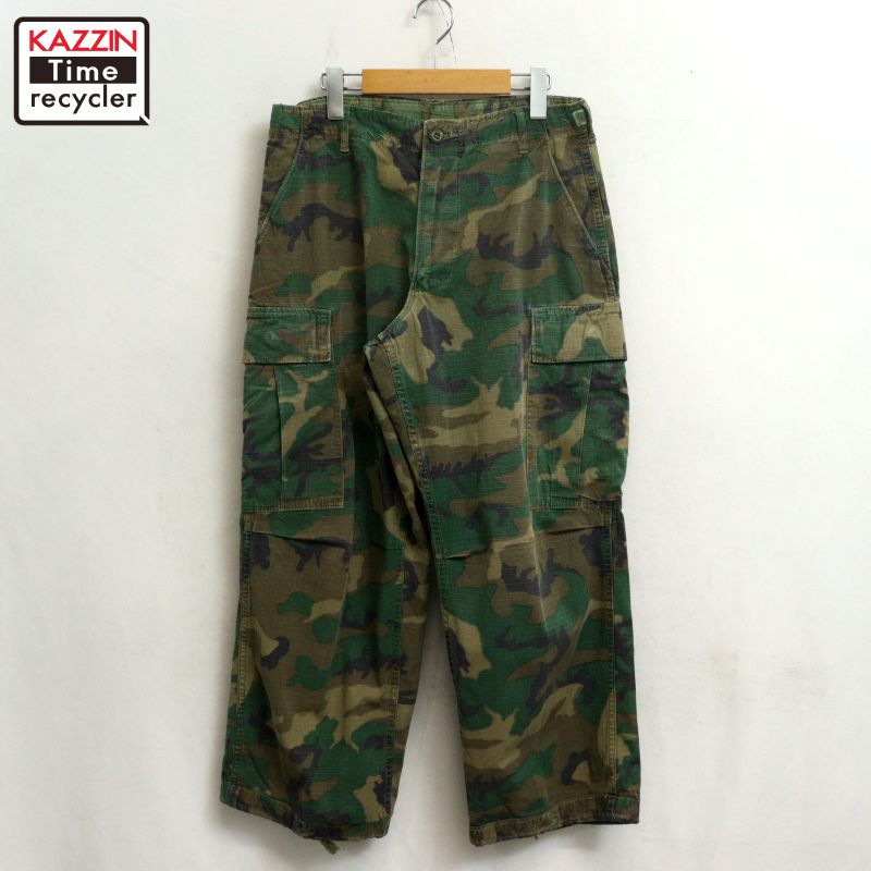 Rakuten - 【中古】70s USA製 ヴィンテージ U.S.ARMY ブラウンリーフカモ ジャングルファティーグ リップストップ ミリタリーパンツ 古着 メンズ Sサイズ相当 ブラウン・グリーン
