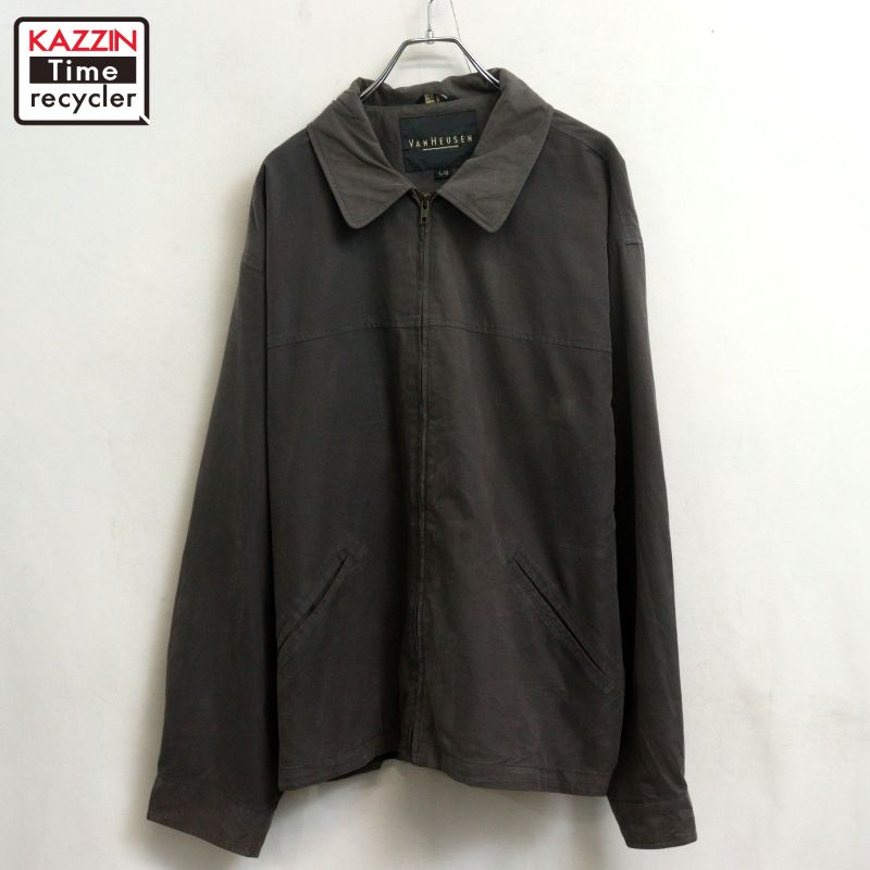 【中古】00s ヴァンヒューゼン VANHEUSEN スイングトップ 古着 メンズ 表記Lサイズ グレー