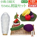 【ポイント10倍+クーポン】『 コンパクト 初盆セット 新盆セット 小珠 白紋天 ちりめん お盆飾りセット【お供え物付き】【T-2】』 盆提灯 ミニサイズ コー...