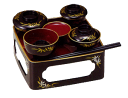 【全品ポイントアップ】仏具『蒔絵入り仏膳(黒内朱色) 6,5寸』 お仏壇用 お仏膳 お膳 料具膳 お盆 お彼岸 (お盆飾り 仏膳 飾り お供え物 仏壇仏具 法要...