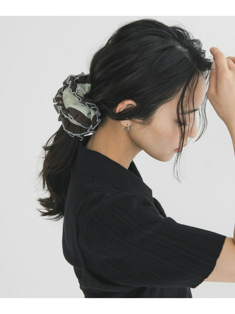 ダブルフリルボーダシュシュ KBF ケービーエフ ヘアアクセサリー ヘアゴム グリーン