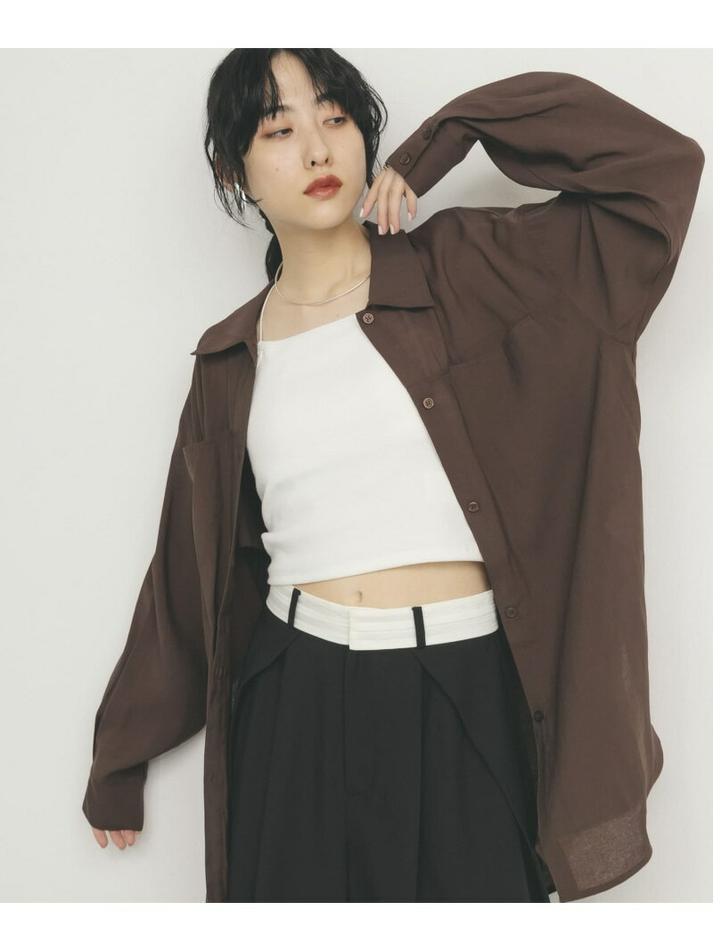 【SALE／50%OFF】シアーロングシャツ KBF ケービーエフ トップス シャツ・ブラウス ホワイト ブラウン ..