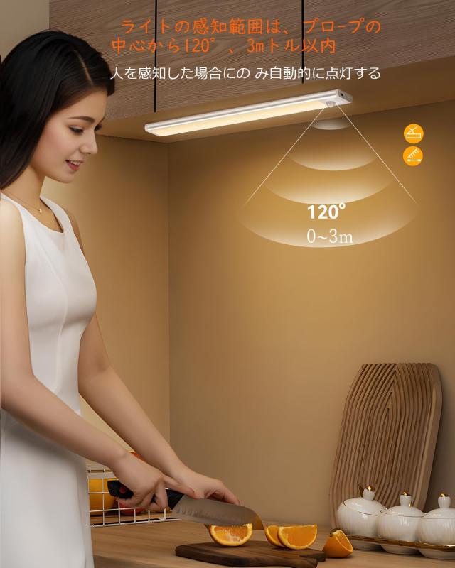 人感センサーライト 室内 充電式 マグネット ledライトバー LEDバーライト 読書灯 棚下ライト Type-C 無段階調光 キッチン用 屋内 寝室 廊下 階段 玄関 階段