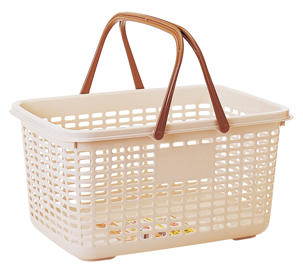 買い物かご ポイントバスケット ベージュ 日本製 収納かご 買い物カゴ バスケット 収納ボックス プラスチック ポリプロピレン 洗える 丈夫 軽量 おしゃれ シンプル 大容量 キッチン リビン