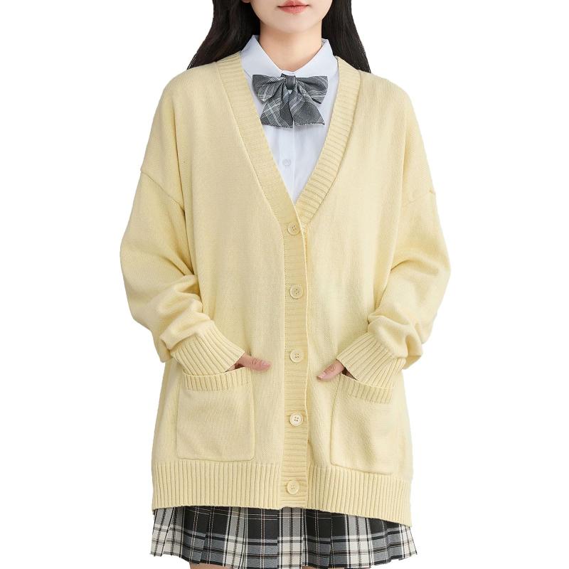 [Wowcarbazole] スクールカーディガン 制服 学生 制服カーディガン 女子 スクール カーディガン 無地 通学 セーター学生 ゆったり 大きい スクールニット 学校制服 綿 春秋冬