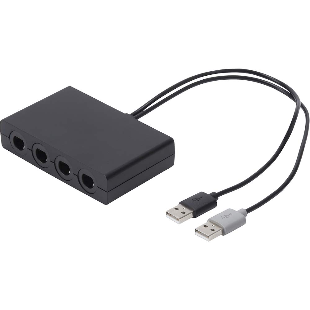GCコントローラー変換アダプター Switch用 ブラック 4台接続可能 ゲームキューブコントローラー接続タップ PC Wii U 対応 ゲーム周辺機器 有線コントローラー 変換器 接続アダプター 多人数対