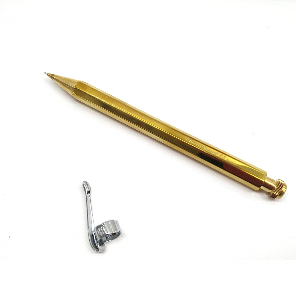 シャープペンシル 0.5mm 真鍮製 専用クリップ付き 細身 クラシックデザイン 日本製...