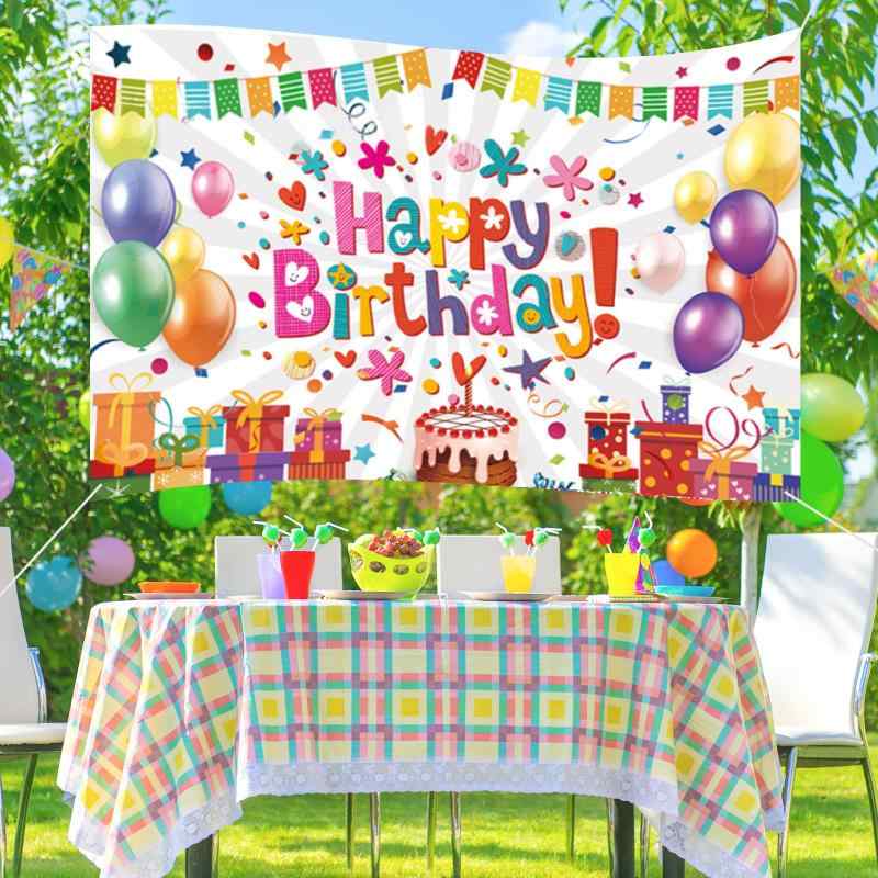 SKTMH バースデー タペストリー 誕生日 飾り付け 大判 Happy Birthdayタペストリー おしゃれ 雰囲気を高める 風船 ケーキ お祝い 誕生日 写真背景 壁飾り 男の子 女の子 子供 大人用 パーティーグ 3
