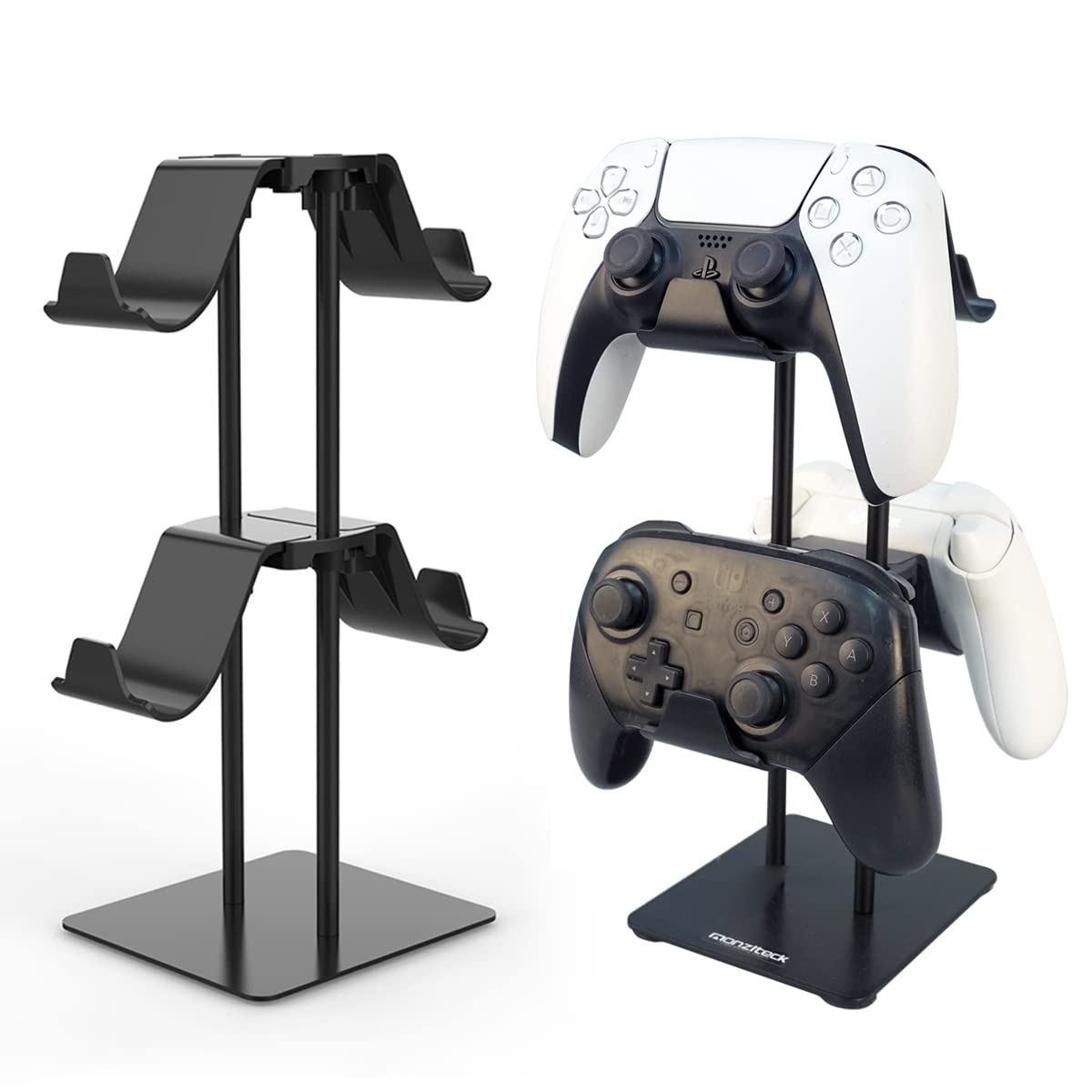 コントローラーホルダー デスクトップ スタンド 2段 4台収納 ゲームアクセサリー 収納ラック 省スペース 卓上 PS5 PS4 Switch Xbox PC対応 プラスチック製 滑り止め付き 組み立て簡単 ゲーム機周