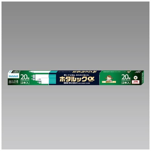 ・サイズ:管径28mm×管長580mm ・重量:110g ・材質:ガラス ・消費電力:18W ・定格平均寿命:10,000h ・光色:MILD色(昼白色) ・ランプ形状:直管形20形 ・セット内容:2本パック