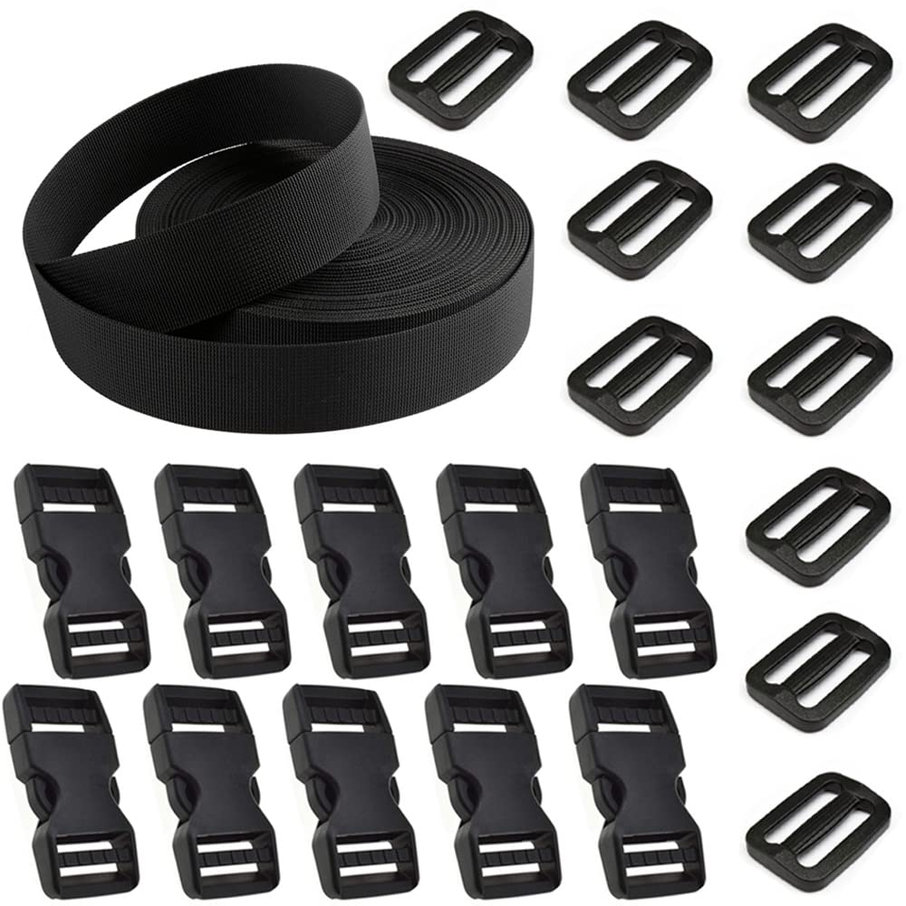 PPベルト 10m 幅2.5cm 10個セット ワンタッチ式バックル付 荷締めベルト 固定ベル...
