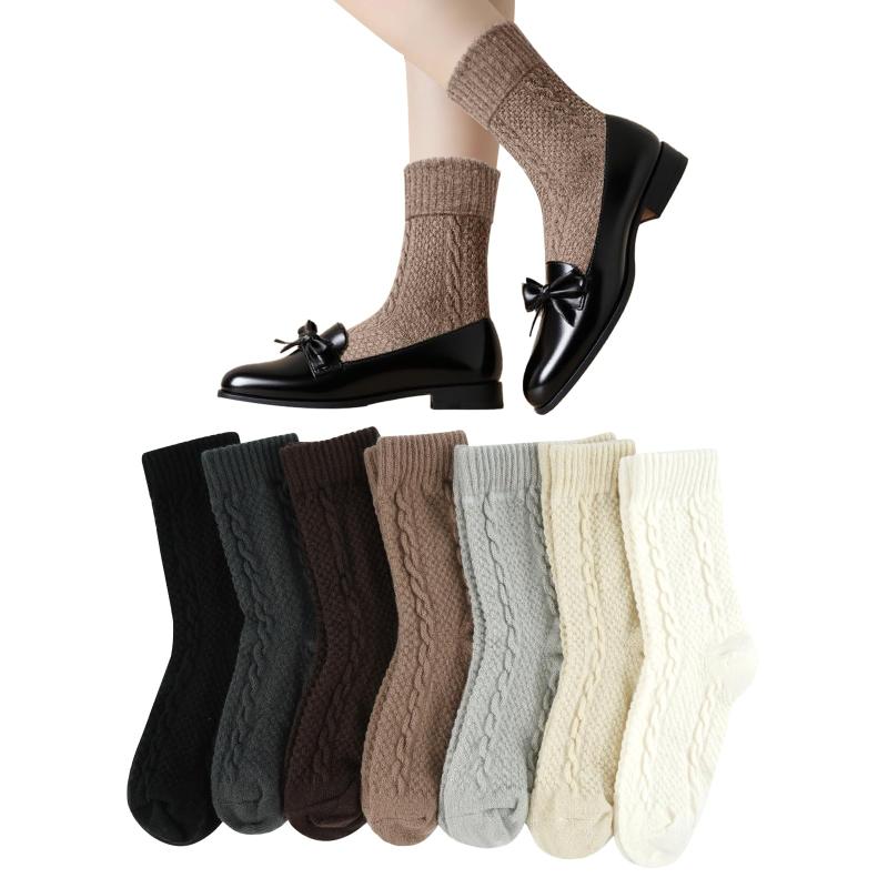 [Yazon] 靴下 レディース 冬 暖かいソックス 7足セット 厚手 防寒 綿ウールソックス あったかくつした 女性用 吸汗保温 蒸れない ゆったり 裹起毛 足冷え靴下 婦人 秋冬用カジュアルソックス