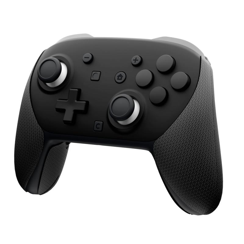 PlayVital Nintendo Switch 2 Pro対応グリップ-滑り止めPU素材グリップステッカー シリコン製背面ボタンカバー付き 吸汗 六角形テクスチャー ブラック