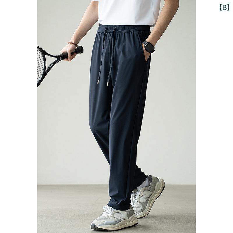 ワイドパンツ メンズ サマーパンツ 接触冷感 速乾 ズボン ストレッチパンツ 薄手 ...