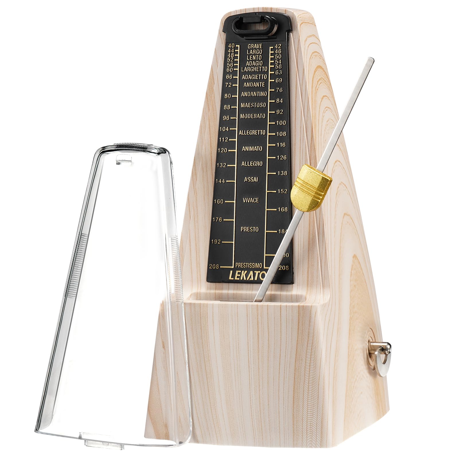 メトロノーム 振り子式 ピアノ ギター ドラム バイオリン 楽器練習用 機械式 ピラミッド型 アッシュウッド コンパクト 大音量 初心者向け テンポ調節 クラシックデザイン 木製 音楽教室 練