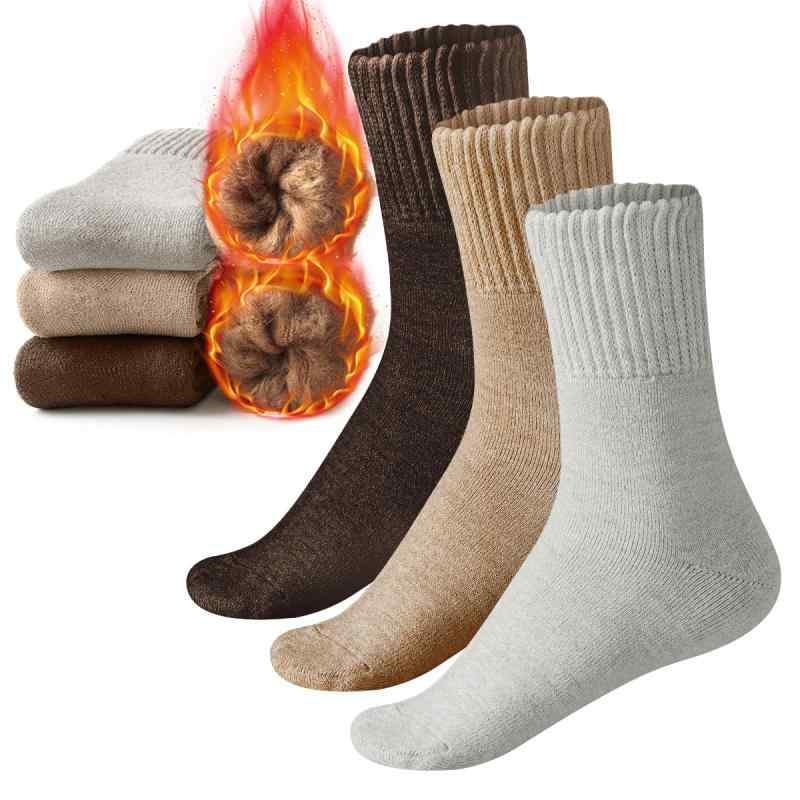 [TSGarden] 靴 メンズ 3足セット 冬【裏起毛自発熱・38℃恒温・極厚雲感裏パイル・ウール素材】 極厚2倍保温力 ウールソックス クルーソックス 裏起毛 ふわふわ 防寒蓄熱 毛玉・毛落対策 屋内