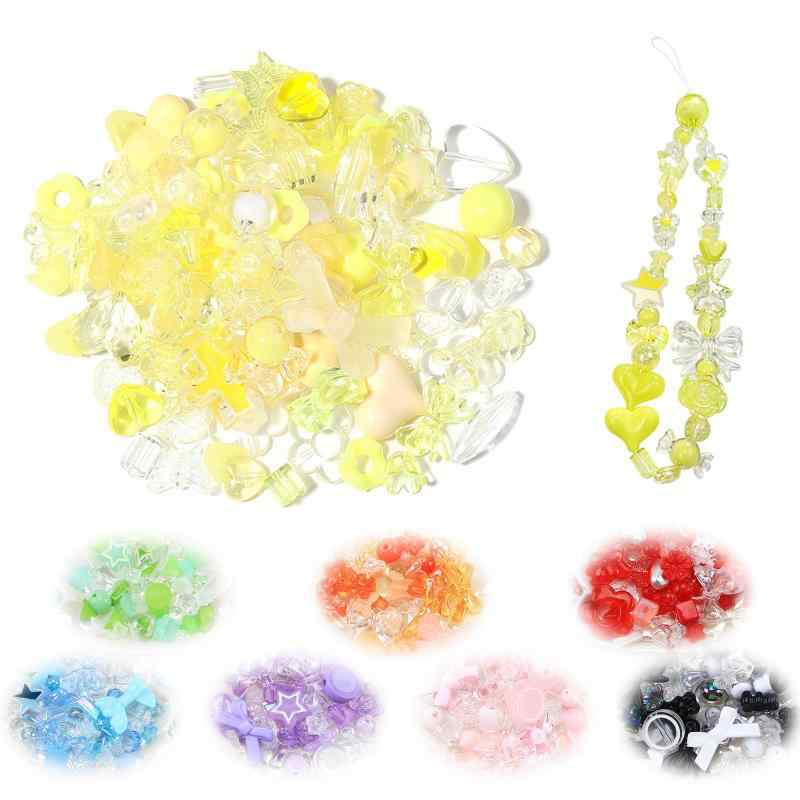 PNHAEH ビーズ ミックス 【長さ1mの0.8mm 透明の手芸ひも 付き】100g入 約120個 デコパーツ 透かしビーズ アクセサリー 手芸 初心者向け ...