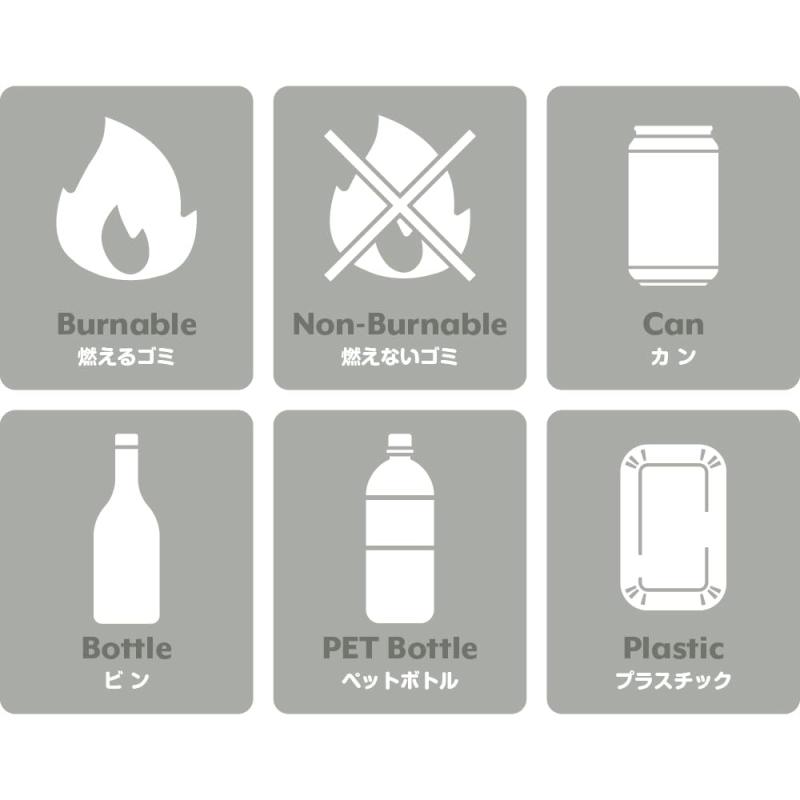 コラボ ごみ分別シール 6種類セット 可燃 不燃 ペットボトル 瓶 缶 プラごみ