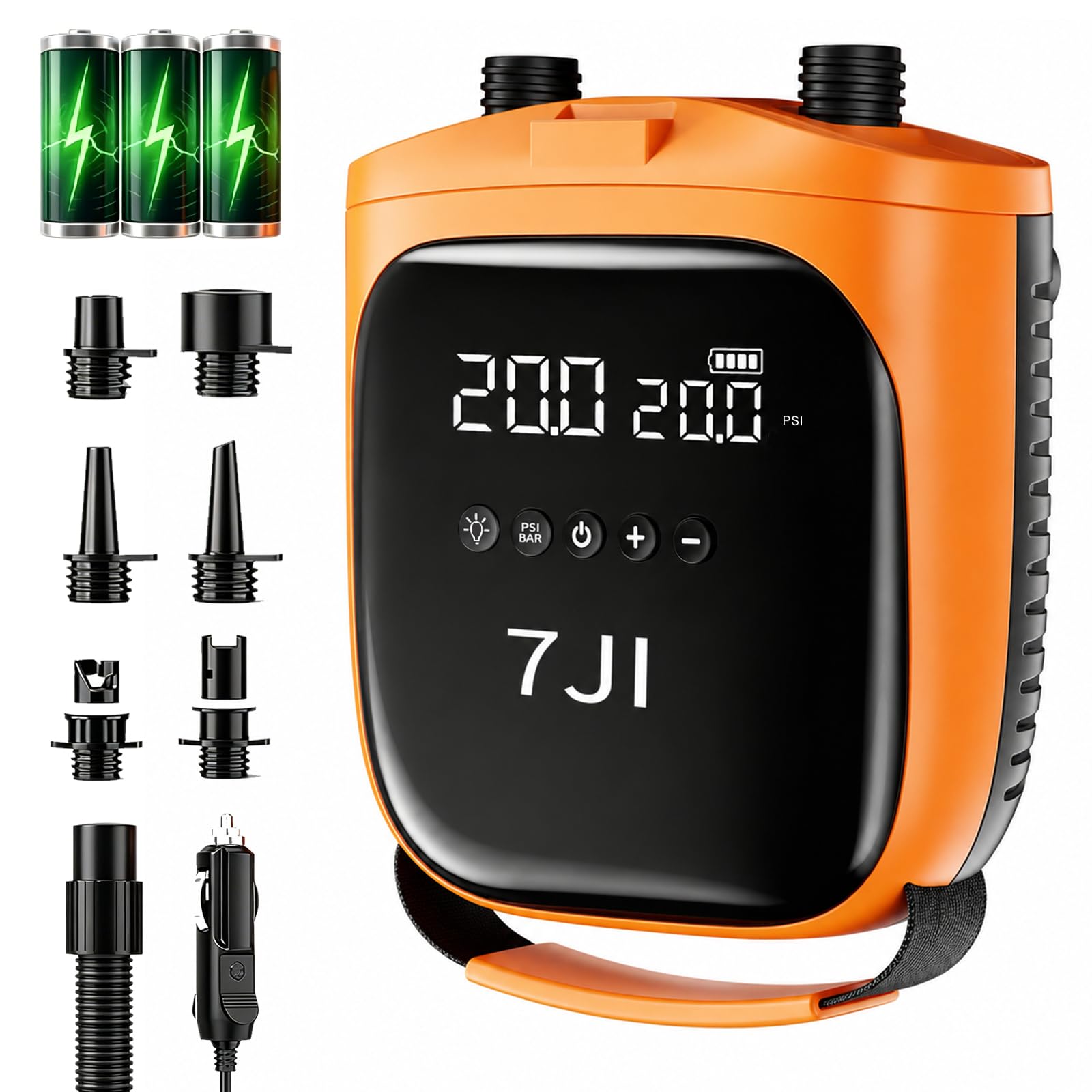 電動ポンプ SUP用 20PSI 充電式 自動停止機能付き 空気入れ 空気抜き 両用 6種ノズ...