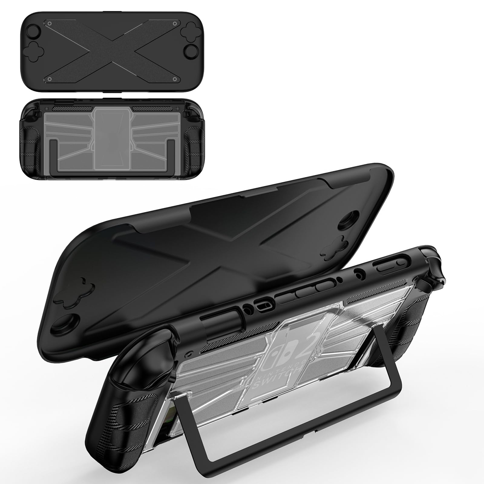 ・対応機種:Nintendo Switch 2 ・画面サイズ:7.9インチ ・素材:PC(ハードシェル)、TPU ・機能:スタンド付き、360°全面保護、衝撃吸収、耐衝撃、超薄型軽量設計、指紋防止、汚れ防止、キズ防止、擦り傷防止、落下防止、人間工学設計