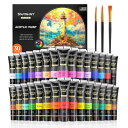 Shuttle Art アクリル絵の具 アクリル顔料 30色セット ペイントブラシ付き 速乾 耐久 チューブ 36ml 手作り 布/石/ガラス/セラミックに描ける 子供用 イラスト 塗り絵 クラフト 美術 画材 宿題 初
