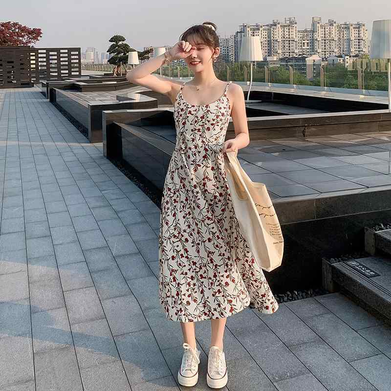ワンピース レディース 花柄 キャミソール ロング丈 フレア Aライン ウエストゴム ノースリーブ マキシ丈 夏 リゾート きれいめ シルエットが綺麗 通気性 涼しい お出かけ デート カジュアル