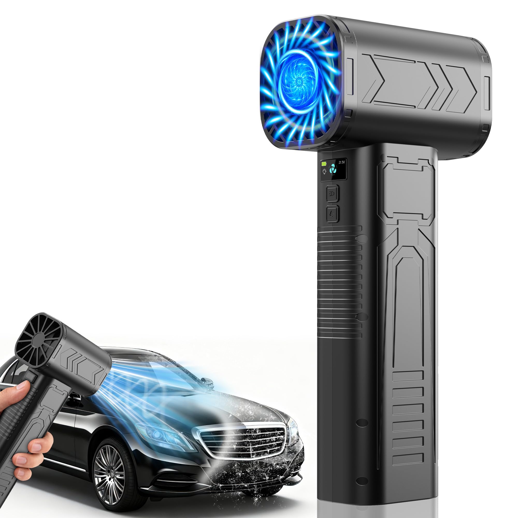 充電式ブロワー 洗車用 電動ブロワー 4段階風量調節 24000mAh大容量バッテリー LEDライト搭載 軽量小型 コードレス 洗車 除雪 除水 PC掃除 キーボード 家具 車内掃除 エアコン清掃 掃除道具 工