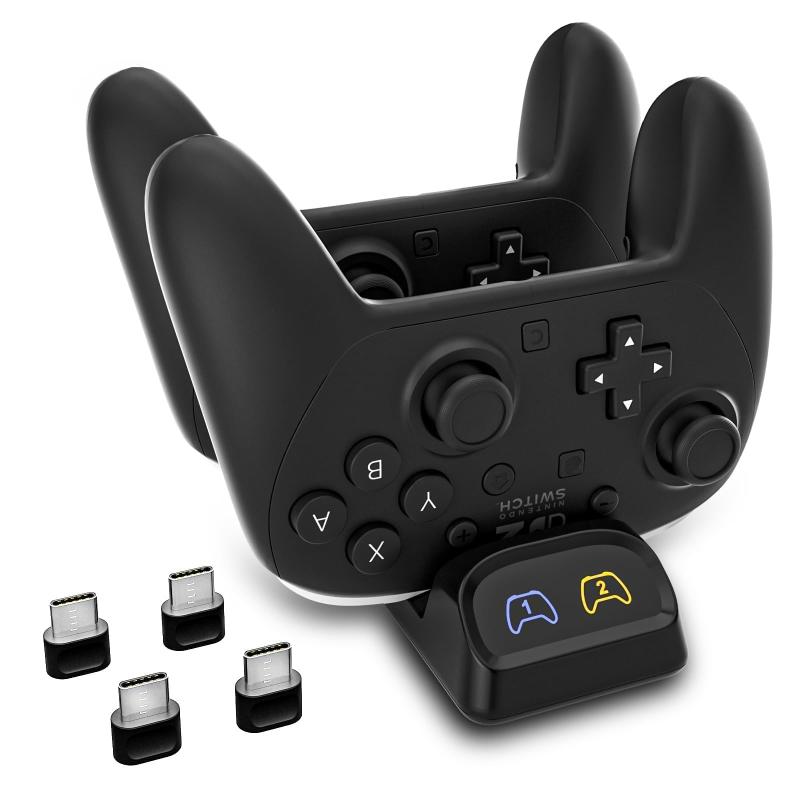 スイッチコントローラー充電器 Switch 2 Proコントローラー XboxシリーズX/S PS5 Type-Cゲームパッド用高速充電ドック – LEDインジケーター付きデュアル充電器ステーション Type-Cアダプター