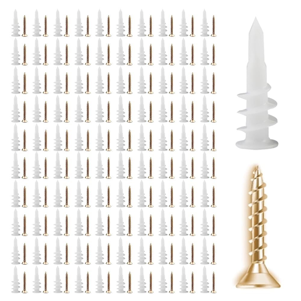 ・サイズ:10×33mm ・数量:アンカー100個、プラスネジ100個 ・材質:プラスチック(アンカー)、ステンレス鋼(ネジ) ・カラー:ホワイト ・適合材質:木壁、石膏ボード、ベニヤ板、コンクリート壁、石灰岩の壁、レンガ、ファイバーボード、中空板