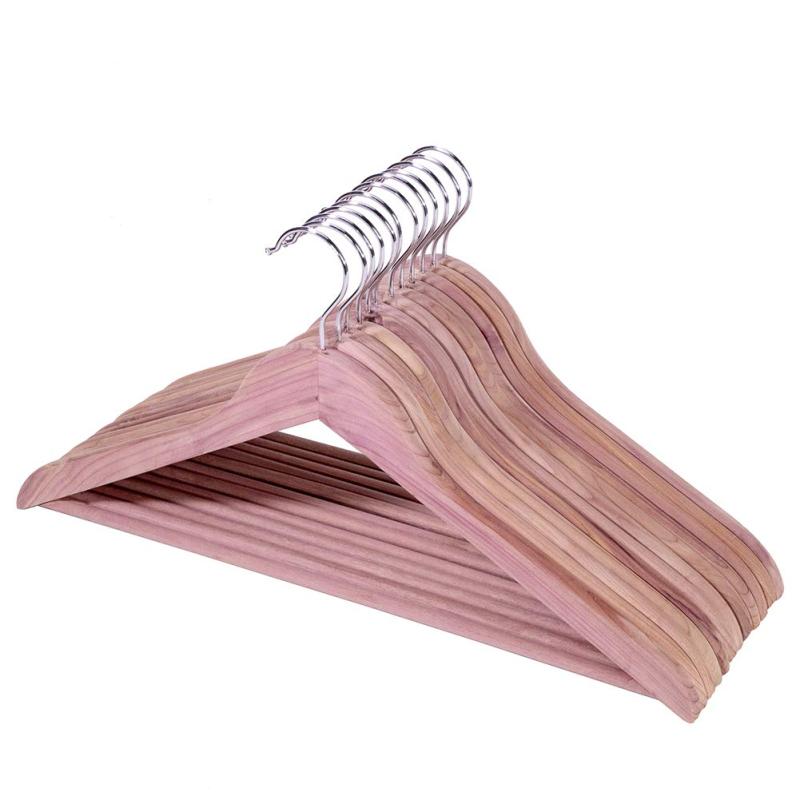 木製ハンガー 滑り止め凹みとズボンバーが付いた衣類ハンガー 型崩れ防止 360度回転薄型洋服ハンガー ..