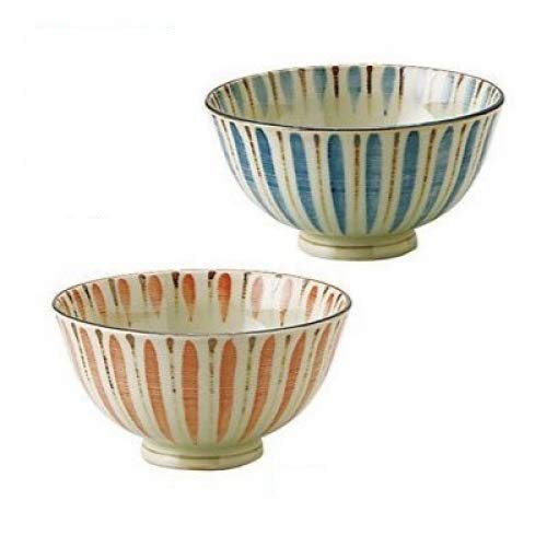 お茶碗 セット 夫婦茶碗 麦わら手 2個セット オレンジ ブルー 和食器 ご飯茶碗 磁器 美濃焼 日本製 小ぶり 軽量 丸型 電子レンジ対応 食洗機対応 おしゃれ シンプル 和モダン 食卓 飯碗 茶わ