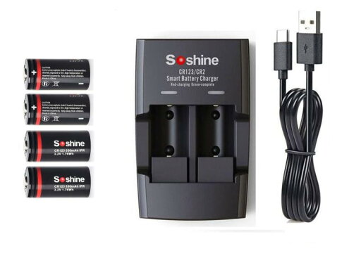 Soshine CR123A 充電池 4本+充電器 セット3.0V (3.2V) Soshine CR123A 充電池 4本+充電器 セット3.0V (3.2V)
