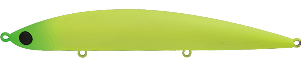 ・対応魚種:シーバス、ヒラメ、マゴチ ・タイプ:シンキング ・サイズ:120mm ・重量:33g ・カラー:マットライムチャート MLC