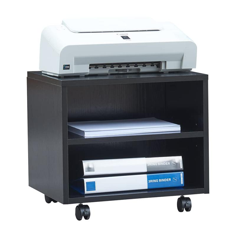 Vanlent プリンター台 キャスター付き ラック ワゴン A4ファイル対応 木製