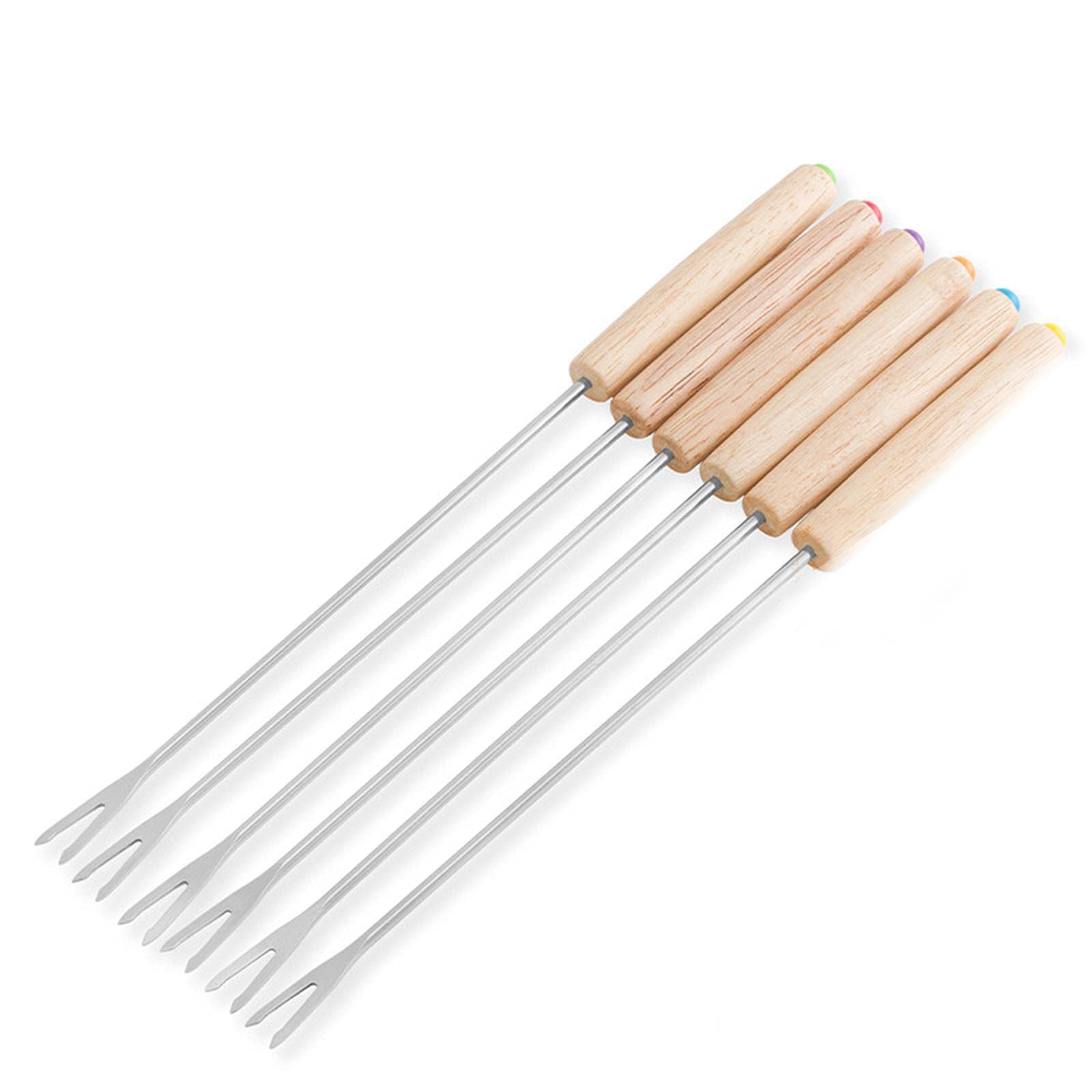 チーズフォンデュ チョコレートフォンデュ用フォーク 24cm 木製ハンドル 6本セット