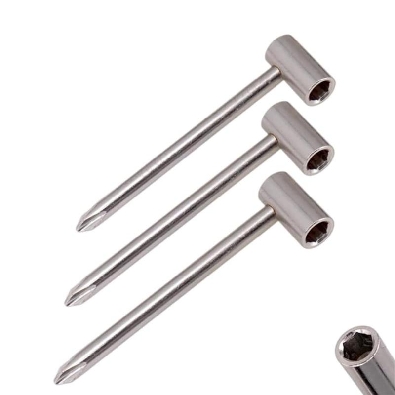 ギター用 パイプレンチ トラスロッド ネック 調整 ボックスレンチ 6.35mm 7mm 8mm 3点セット ギター修理 六角レンチ ギターパーツ シルバー/ブラック(シルバー 6.35mm+7mm+8mm)