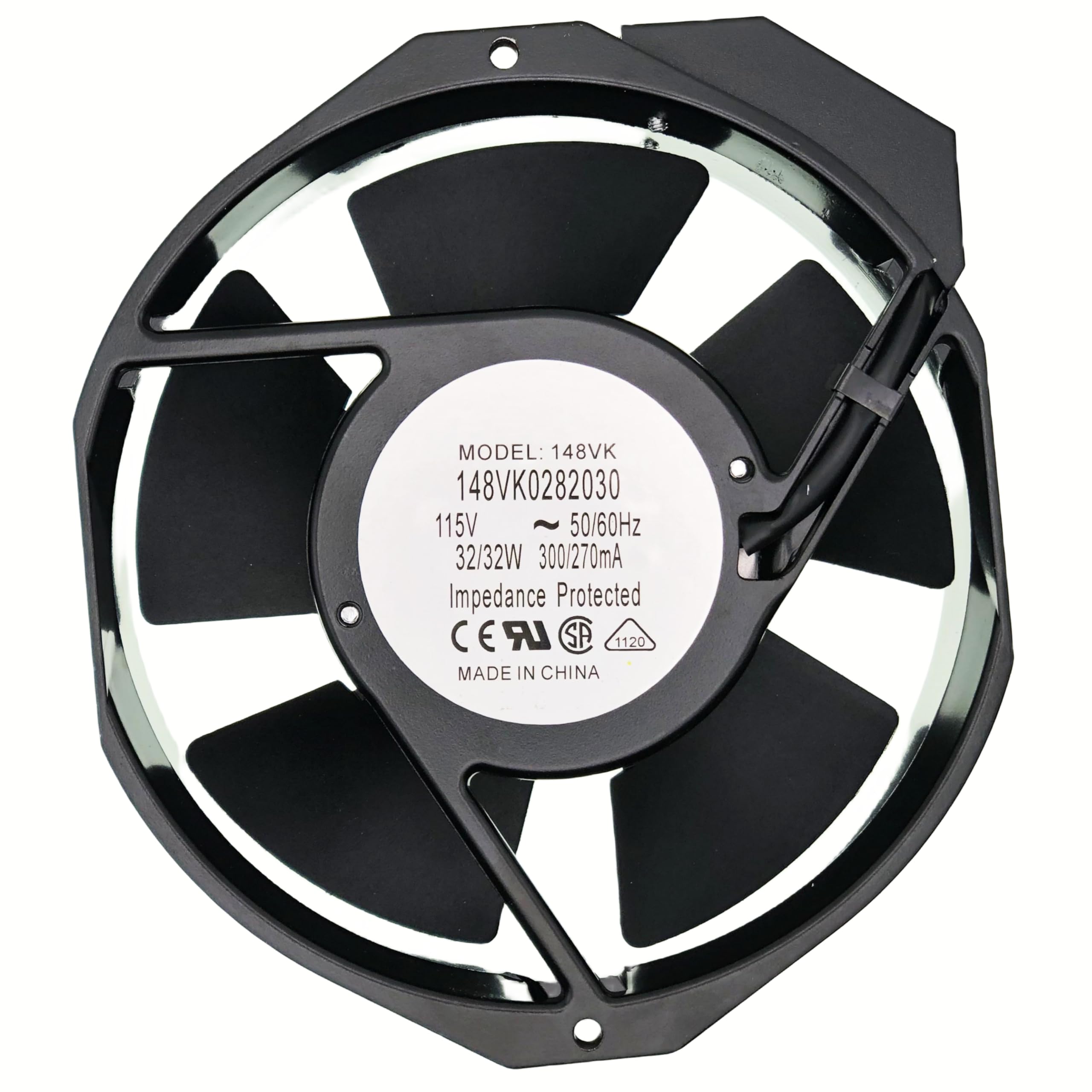 ・モデル:148VK0282030 ・サイズ:172×150×38mm ・電圧:115V ・電力:35W (35/33W) ・電流:300/270mA ・速度:2700 (R/min) ・風量:350m/h