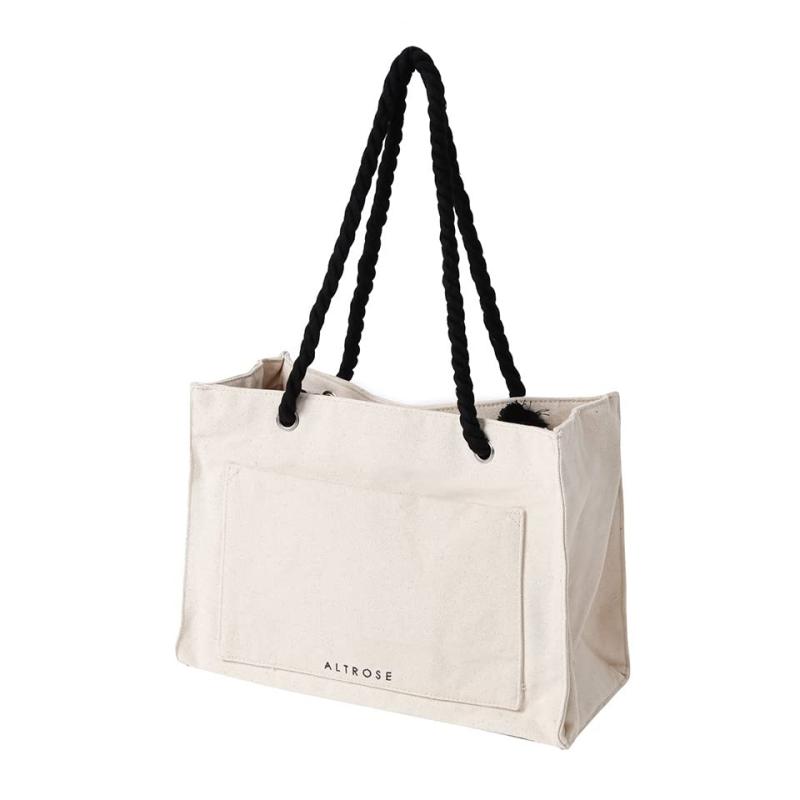 [アルトローズ] トートバッグ A4 手提げ 肩掛けバッグ 通勤 通学 シンプル 無地 スクエア キャンバス ..