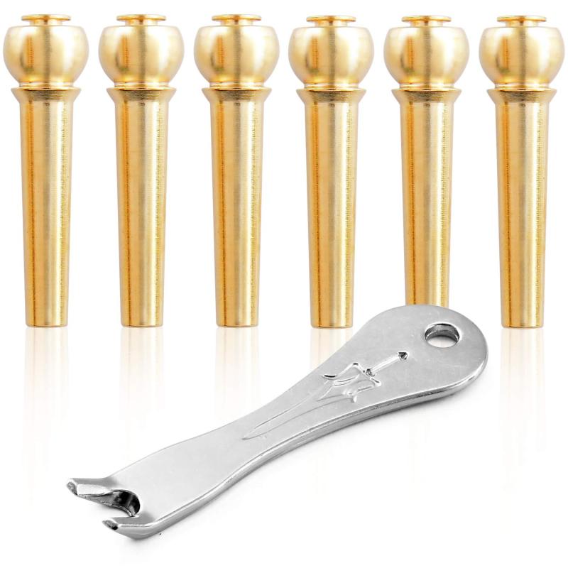 【セイヤインターナショナル】ブリッジピン アコギ ギター 用 エンドピン 真鍮 ブラス ピン抜き セット