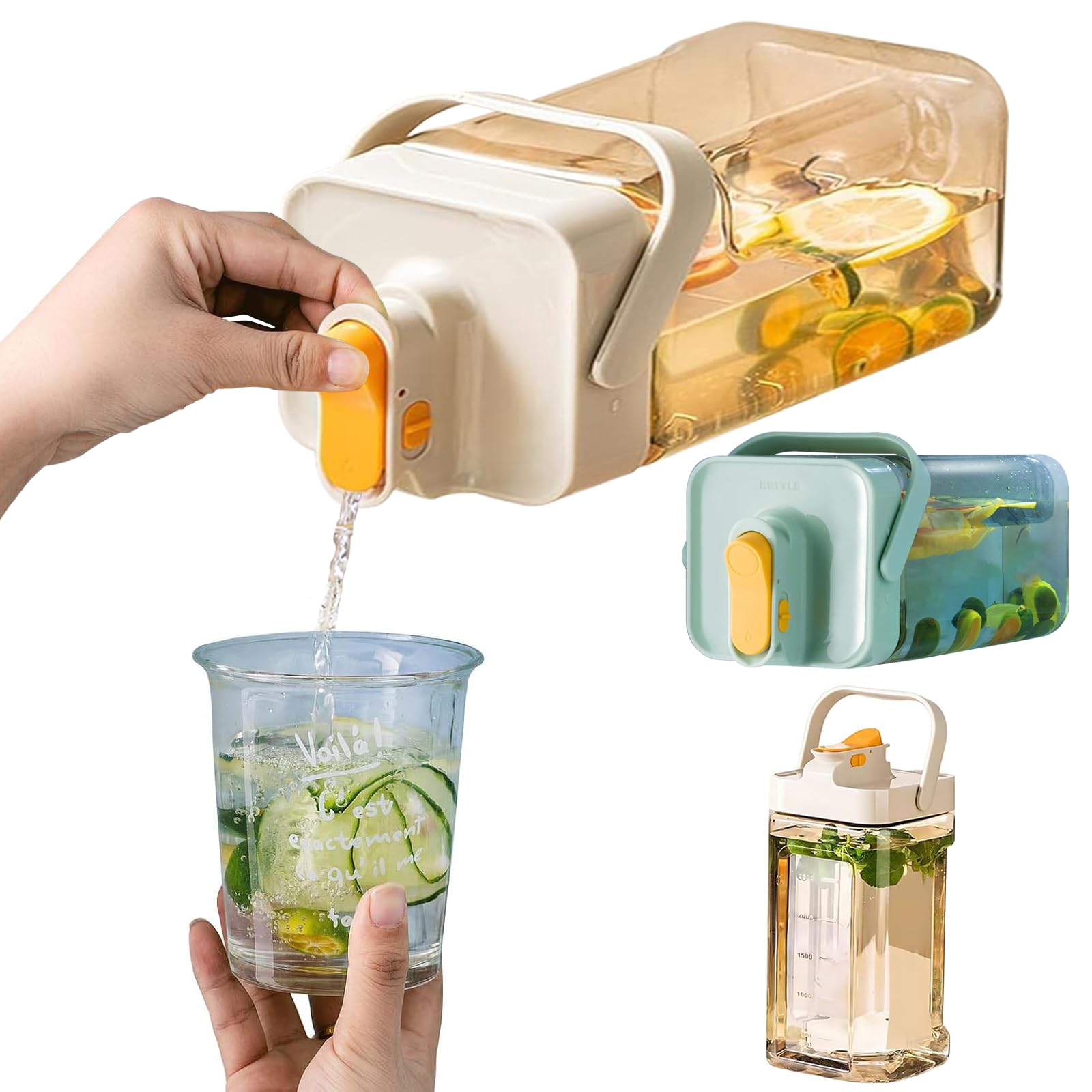 麦茶ポット 3.5L 横置き 冷水筒 ピッチャー ドリンクサーバー ティーポット 蓋付き 割れない 洗いやすい おしゃれ 持ちやすい アウトドア 広口