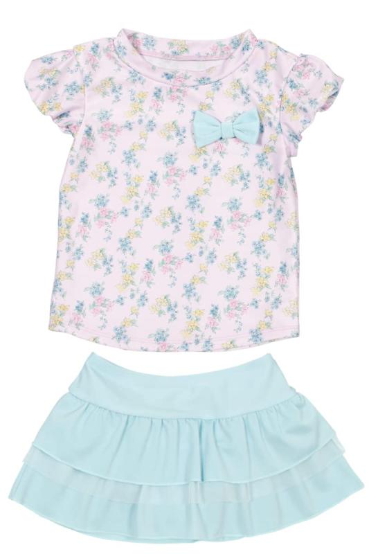 [アラポラッカ] 女の子 セパレート 水着 ラッシュ 半袖 キッズ 2点 セット