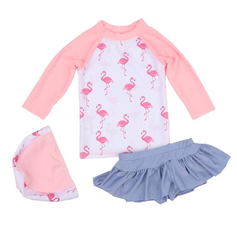 [Mon Ange] 女の子 水着 フラミンゴ柄 ラッシュガード