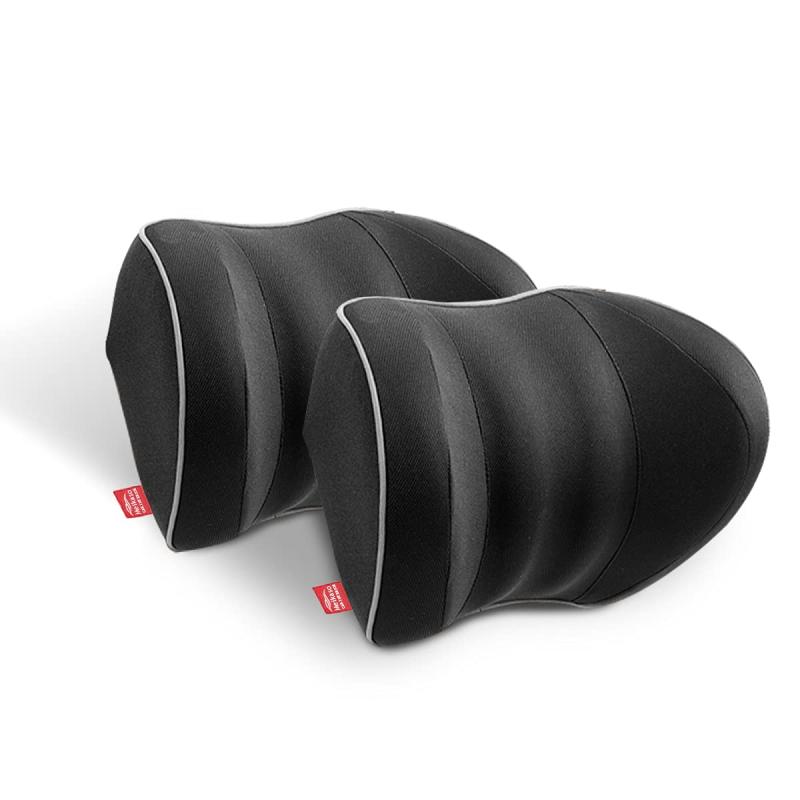 Meikaso ネックパッド 車 クッション 低反発 ネックピロー ド SGS認証/100D高密度ヘッドレスト 旅行 運転 汎用品 自動車 用 車内装 取付簡単 調節可能 洗える 3年付
