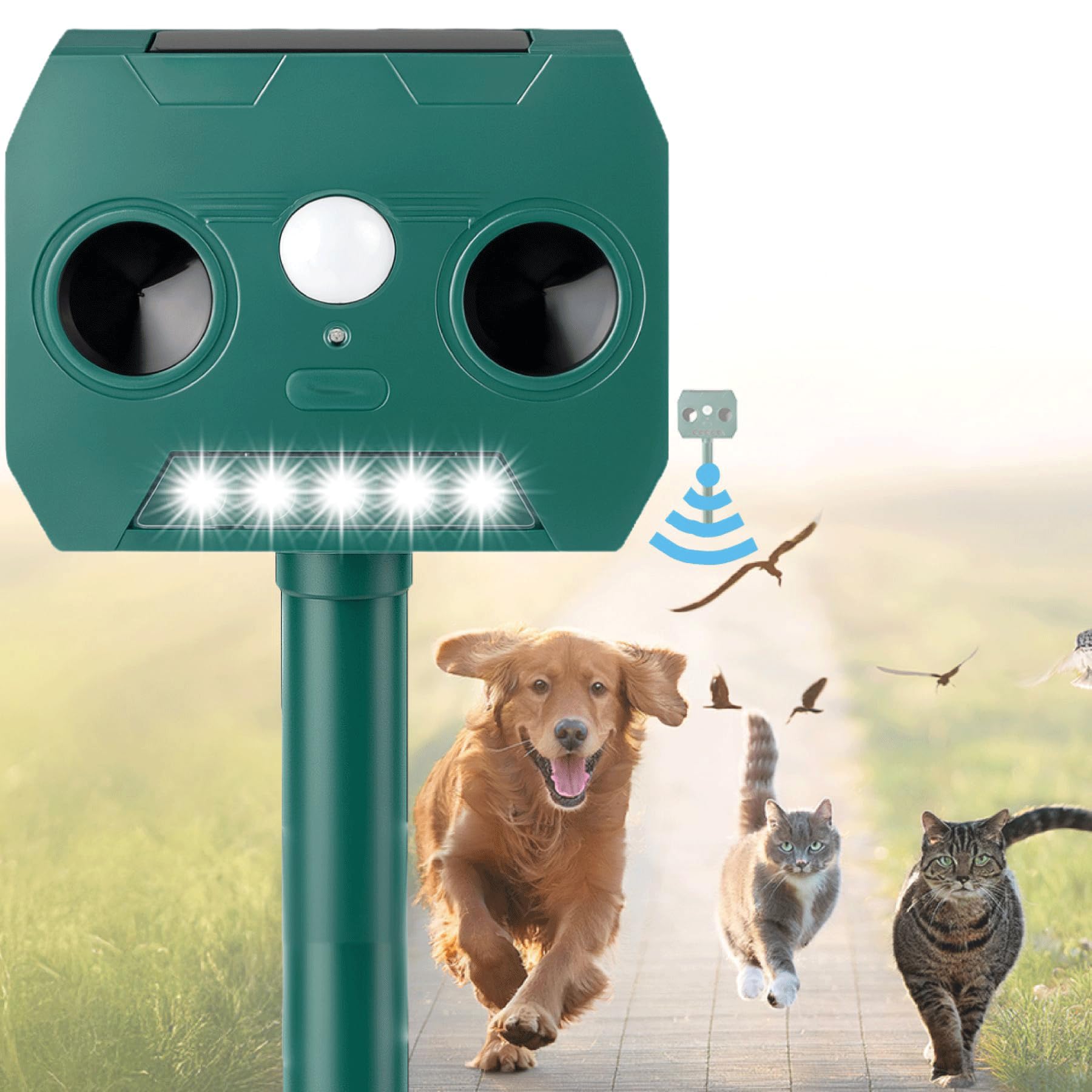 動物撃退器 超音波 LED 猫よけ 犬よけ 鳥よけ ソーラー充電 害獣対策 電源不要 IP6...