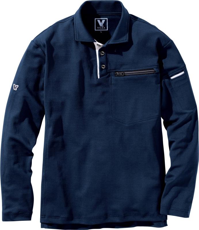 [武蔵野ユニフォーム] 村上被服 VILEA 長袖ポロシャツ 801 S-6L 制電素材JIS T8118適合 吸汗速乾 消臭テープ UVカット ポリエステル100% オールシーズン 作業着 作業服<025-801-ス>