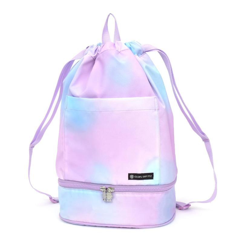 [COLORFUL CANDY STYLE] プールバッグ (ナップサックタイプ) 撥水 軽量 はっ水 汚れにくい シワ防止 女の子 ナップサック 二重底 透けない