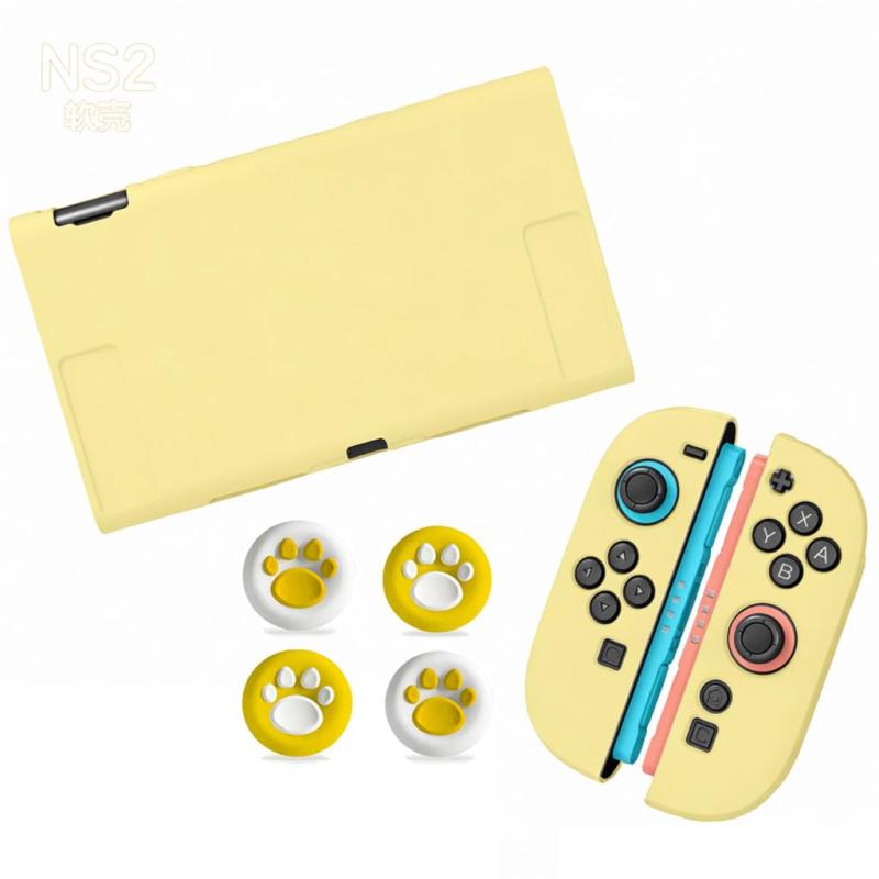 Switch 2用カバー スイッチ 2 対応シリコンカバー 保護ケース アナログスティックカバー4x猫爪肉球 分体式設計 全面保護 耐衝撃 NS 2用 軽量 着脱簡単 [並行輸入品]専用フィット &amp; 全方位保護】 Switch2 本体と Joy-Con に完全フィットする専用デザインで、装着したままボタンや各ポートの操作がスムーズに行えます。衝撃吸収素材を採用し、落下や擦れによる傷・汚れから本体をしっかり守り、日常のハードな使用にも安心です。【可愛いネコパッドでゲーム体験 UP】 付属のネコ爪型ジョイスティックキャップは、グリップ感を高めて操作の安定性を向上 可愛らしいデザインが Switch2 の外観を一層カジュアルで個性的に演出し、ゲーム中も視覚的に楽しめるアイテムです。【着脱簡単 &amp; 持ち運び便利】 耐久性と柔軟性に優れた高品質TPU素材が、Switch 2本体とジョイコンを優しく包み込み、力を入れすぎることなくスムーズに着脱可能。本体の重量をほとんど増やさない軽量設計で、外出時にバッグに入れてもかさばりません。日常的な持ち運びに最適です。【快適な操作】 精密な設計で、装着後本体と完璧フィットて、ゲームのボタンに邪魔しません。ケースをつけたまま音量ブボタン、コネクターなど各ボタンの操作が可能です。充電インターフェースを空いておいて、充電はケースを外す必要がありません。【ギフトにも最適なコンボセット】 本体保護ケース + ネコ爪ジョイスティックキャップのセット仕様で、ゲーマーの友人や家族へのプレゼントにもぴったり。機能性と可愛らしさを兼ね備えたアイテムで、日常のゲームライフを快適にサポートします。
