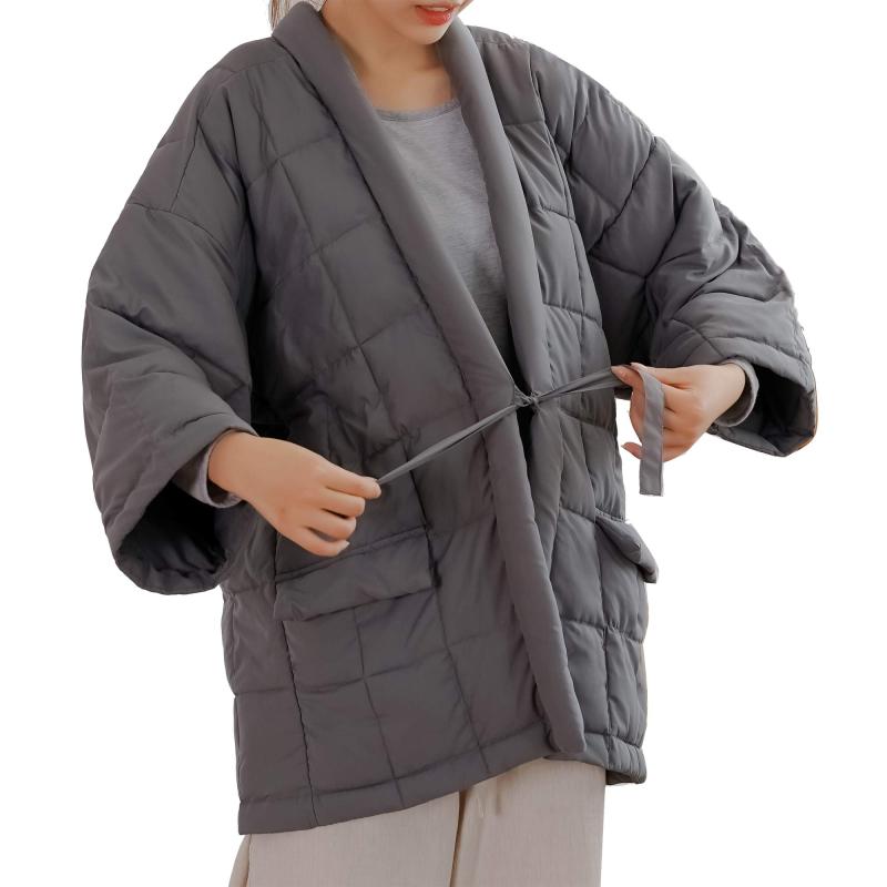 mianshe あったかはんてん 襟付き 防寒 部屋着 （半纏/半天/ハンテン）男女兼用 フリーサイズ 軽くて洗える