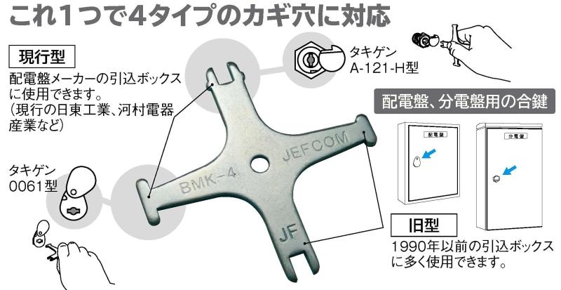 デンサン 盤用マルチキー 幅80×高さ80×奥行き3mm 配電盤 分電盤 合鍵 BMK-4